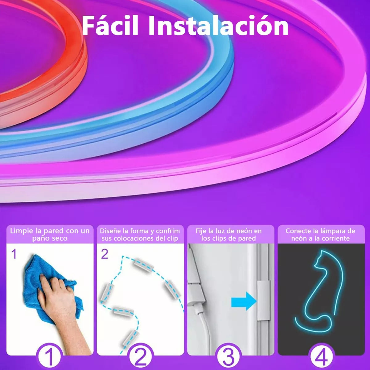 ELEADSOUQ Neón Led Inteligente Tira De Luz Impermeable Rgb Flexible