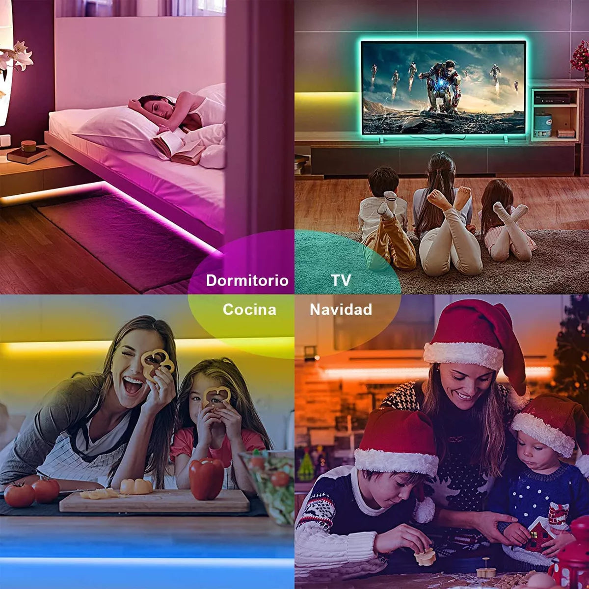 ELEADSOUQ Tira De Luces Led Rgb Inteligente Multicolor Tira Luces Wifi
