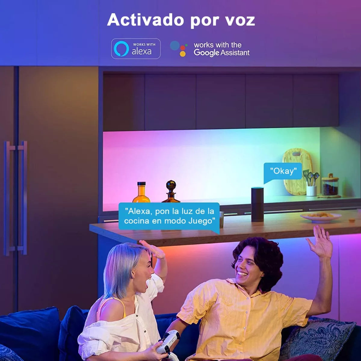 ELEADSOUQ Tira De Luces Led Alexa Wifi Rgb Voz Control Inteligente