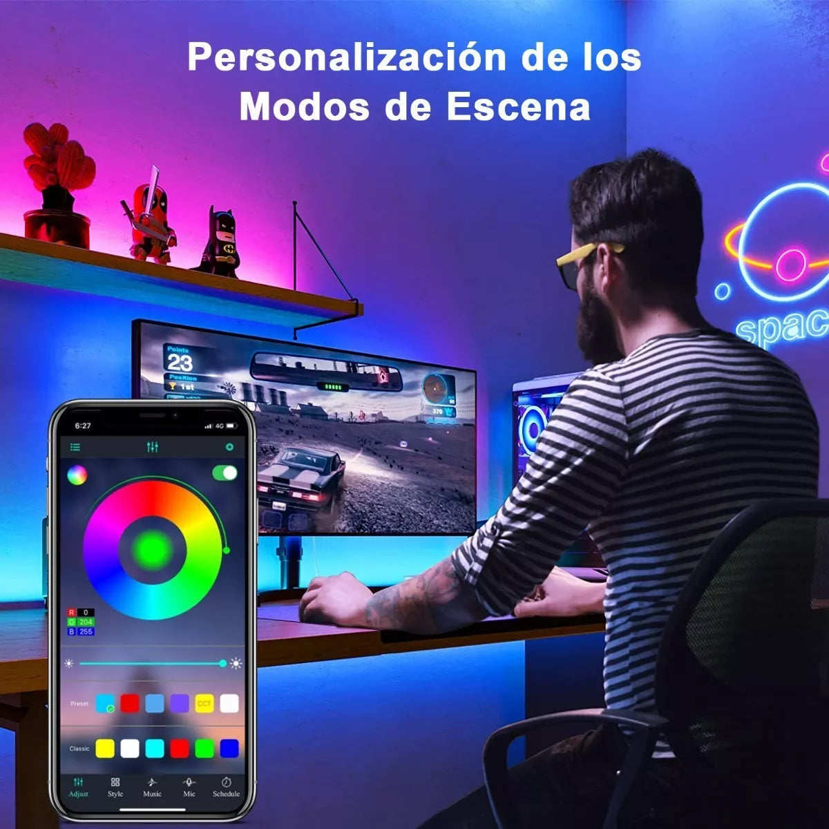 ELEADSOUQ Tiras De Led Rgb Color Luces Bluetooth App Control 30m