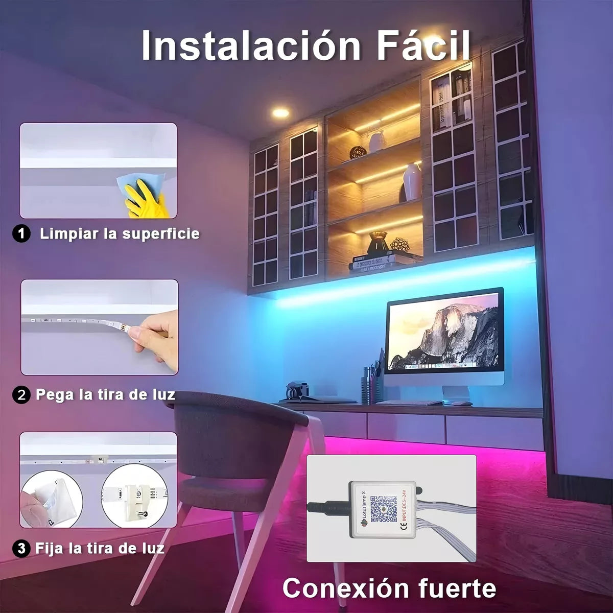 ELEADSOUQ Tira De Luces Led Rgb Inteligente Multicolor Tira Luces Wifi