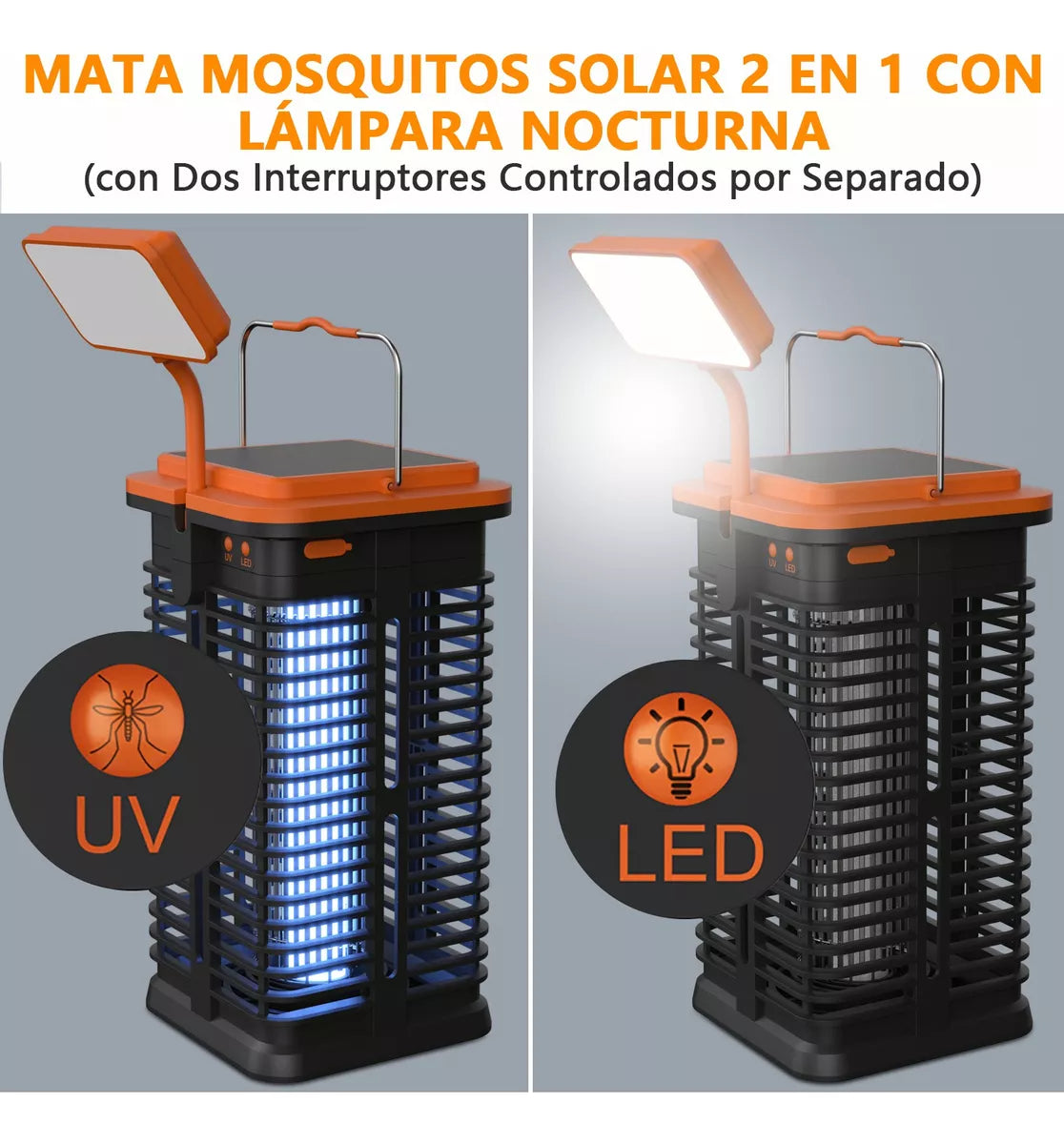 ELEADSOUQ Lámpara Solar Antimosquitos Con Luz Nocturna Para Exteriores