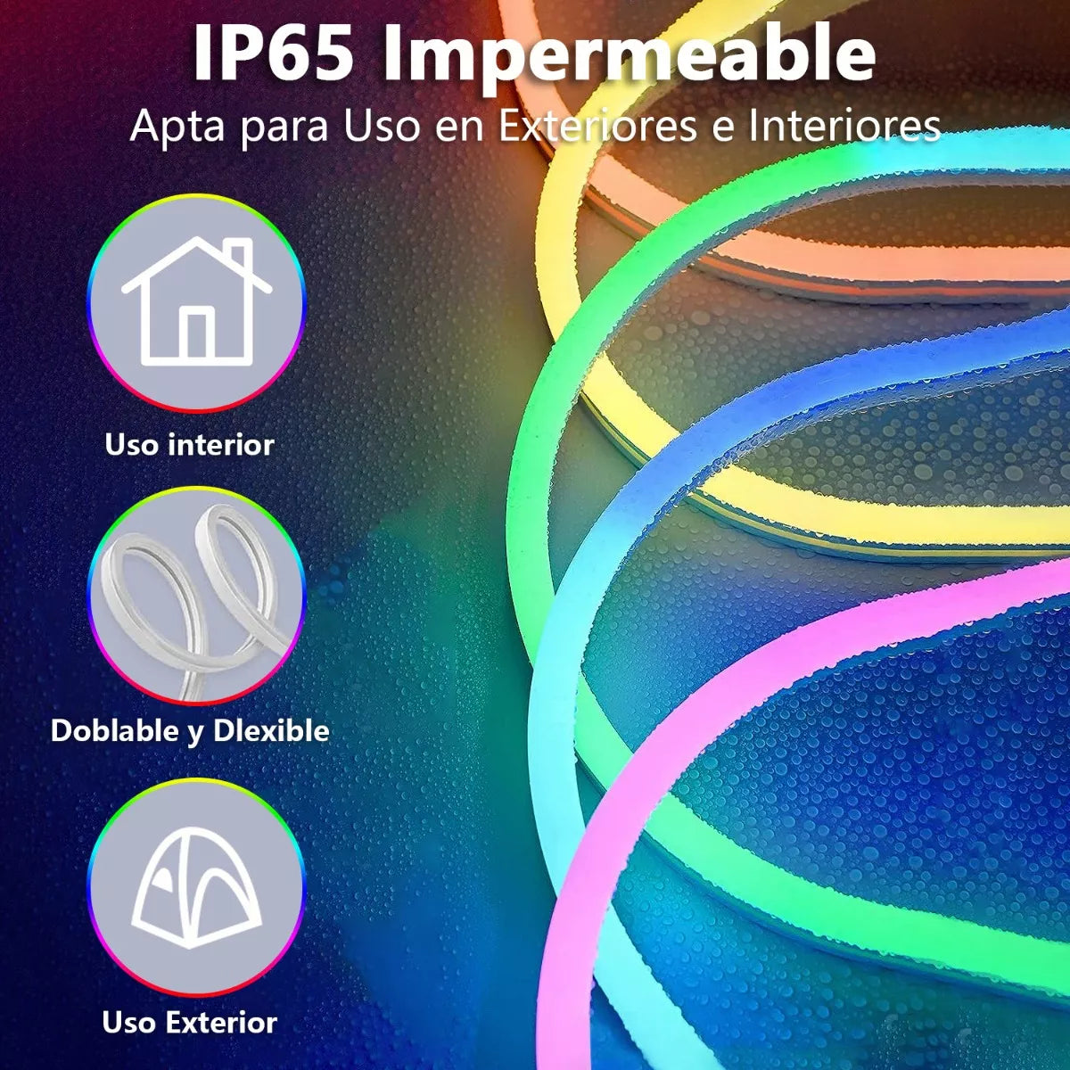 ELEADSOUQ Neón Led Inteligente Tira De Luz Impermeable Rgb Flexible