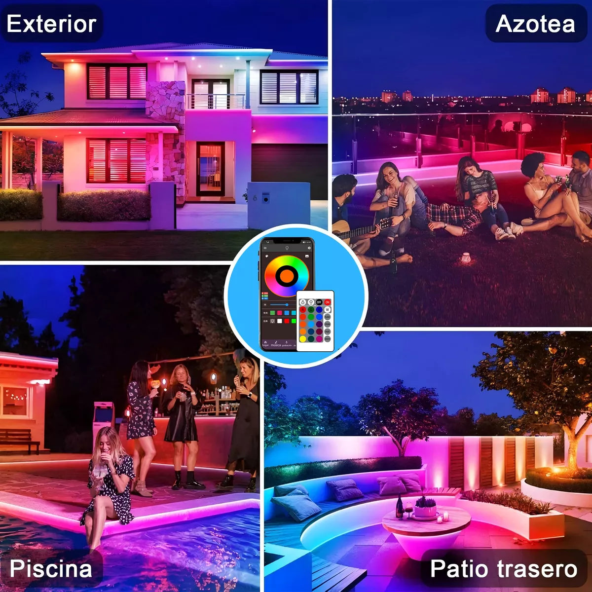 ELEADSOUQ Tiras De Led Rgb Color Luces Bluetooth App Control 30m