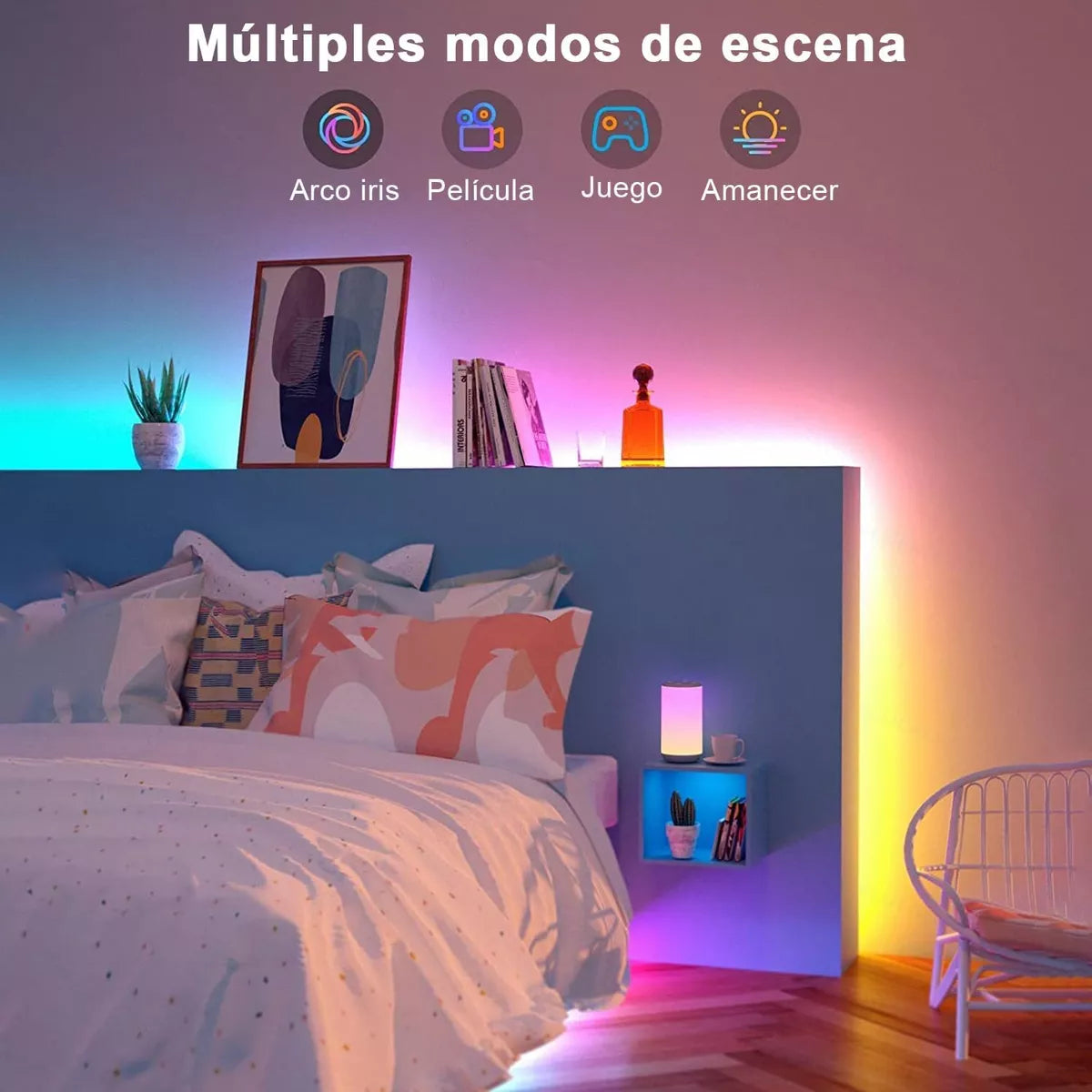 ELEADSOUQ Tira De Luces Led Rgb Inteligente Multicolor Tira Luces Wifi