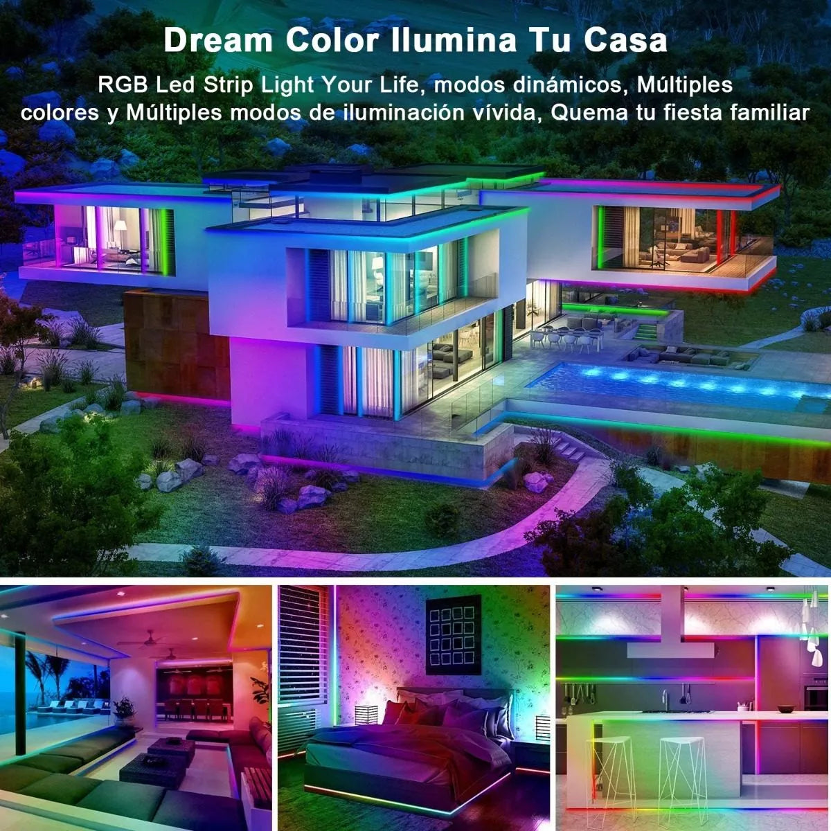 ELEADSOUQ Tira De Luces Led Alexa Wifi Rgb Voz Control Inteligente