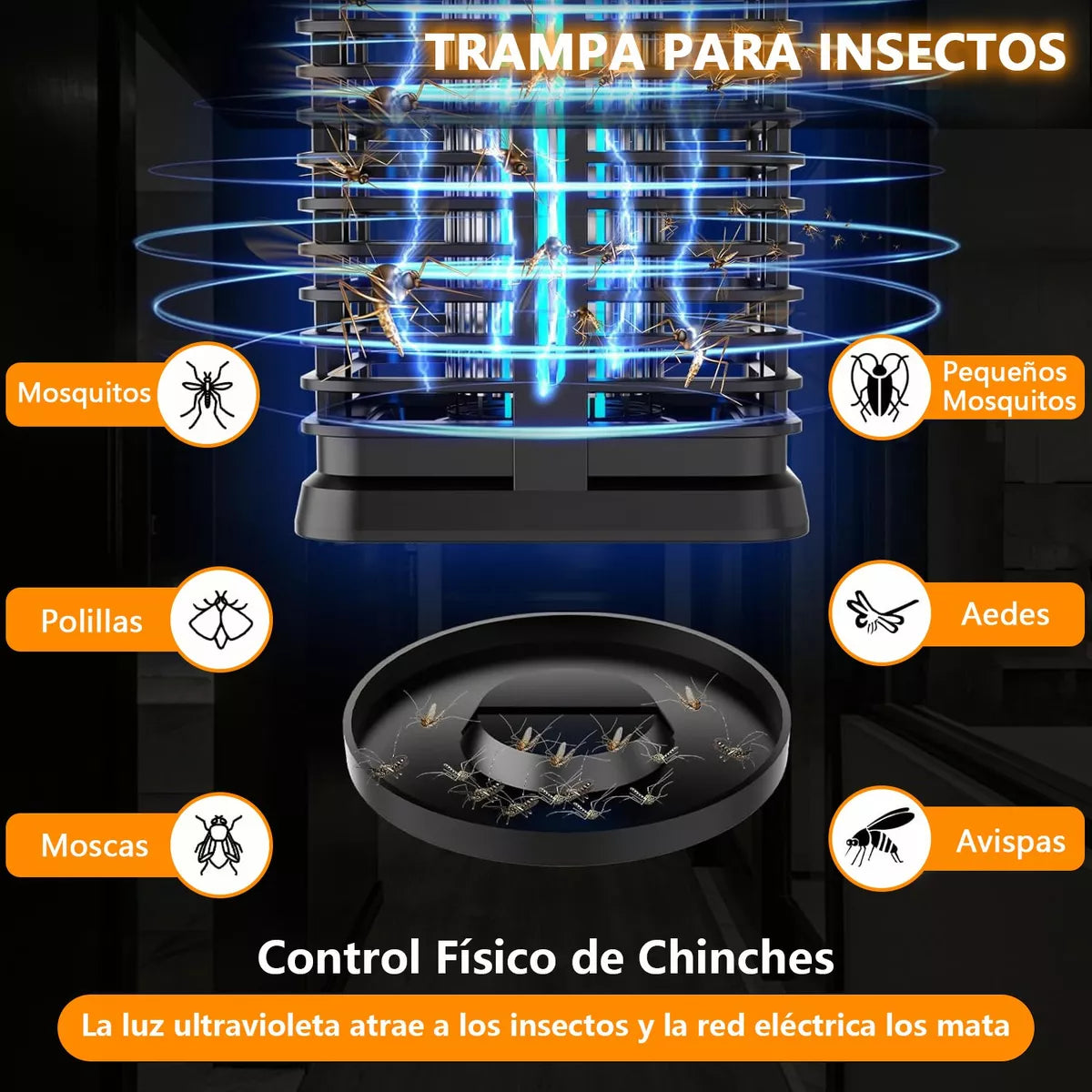 ELEADSOUQ Lámpara Solar Antimosquitos Con Luz Nocturna Para Exteriores