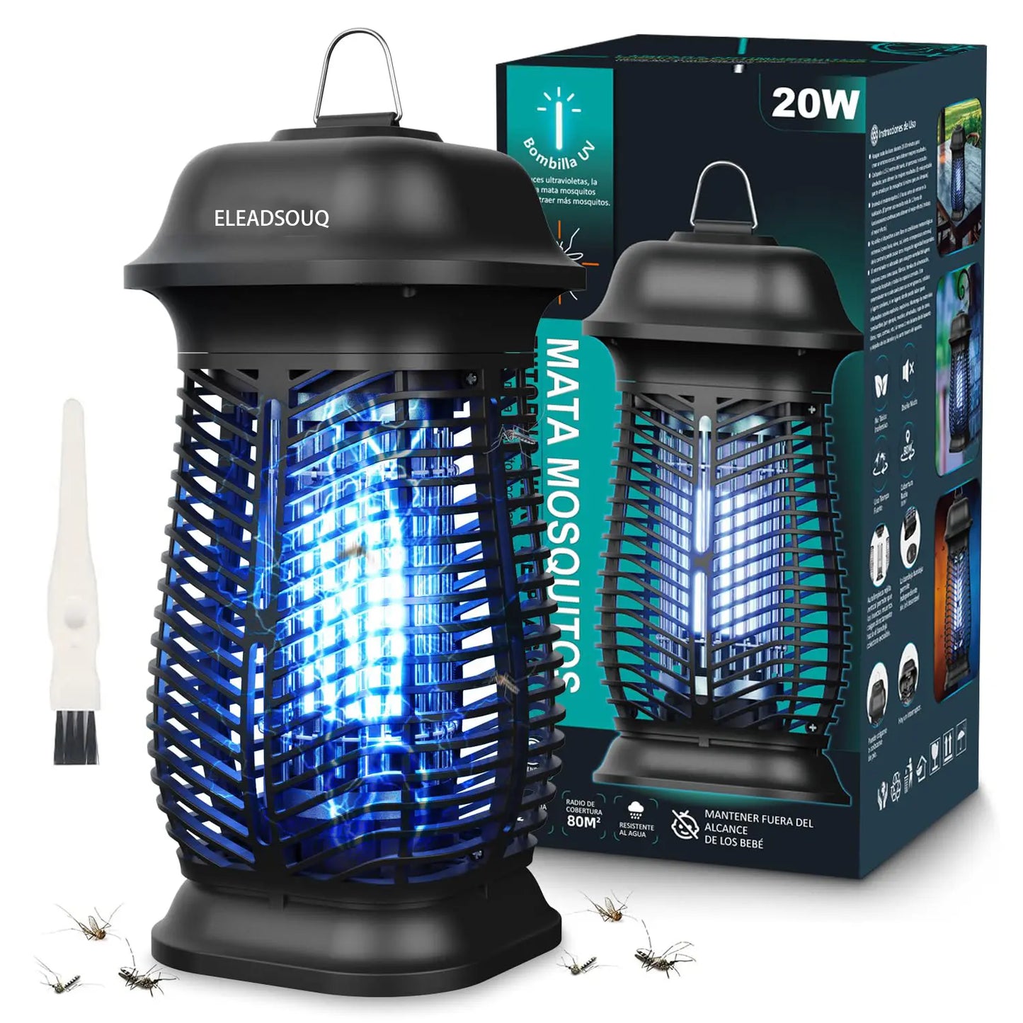 ELEADSOUQ Lámpara eléctrica antimosquitos de 20 W, trampa para insectos