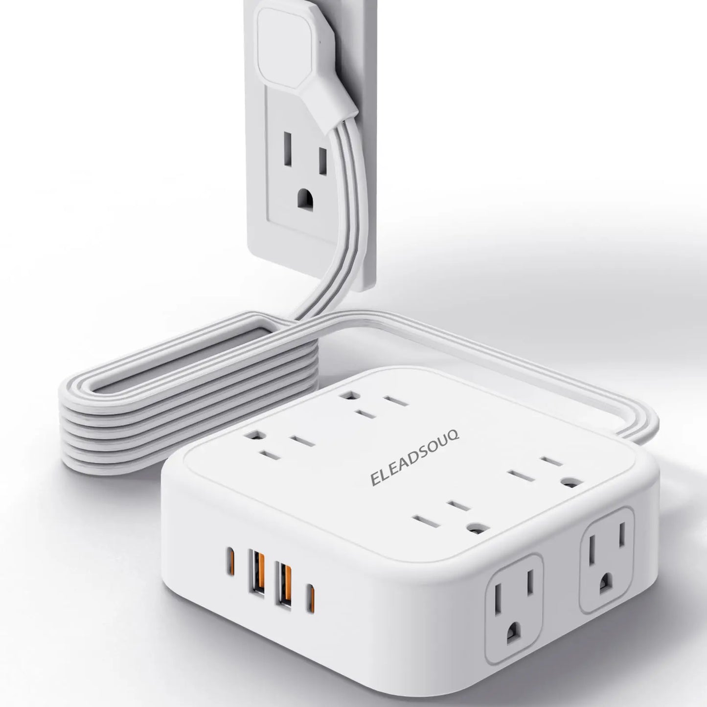 ELEADSOUQ Protector de sobretensiones con enchufe de extensión plano
