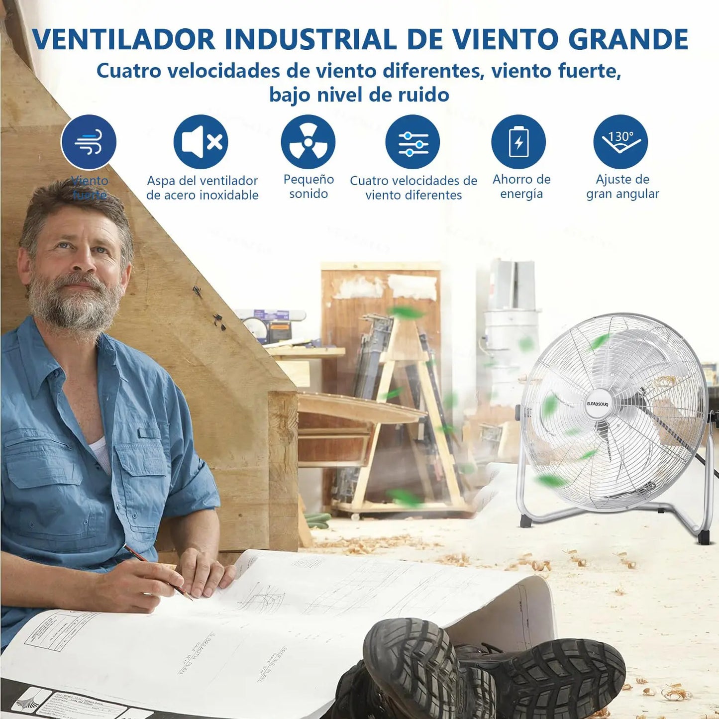 ELEADSOUQ Ventiladores industriales de metal de alta resistencia