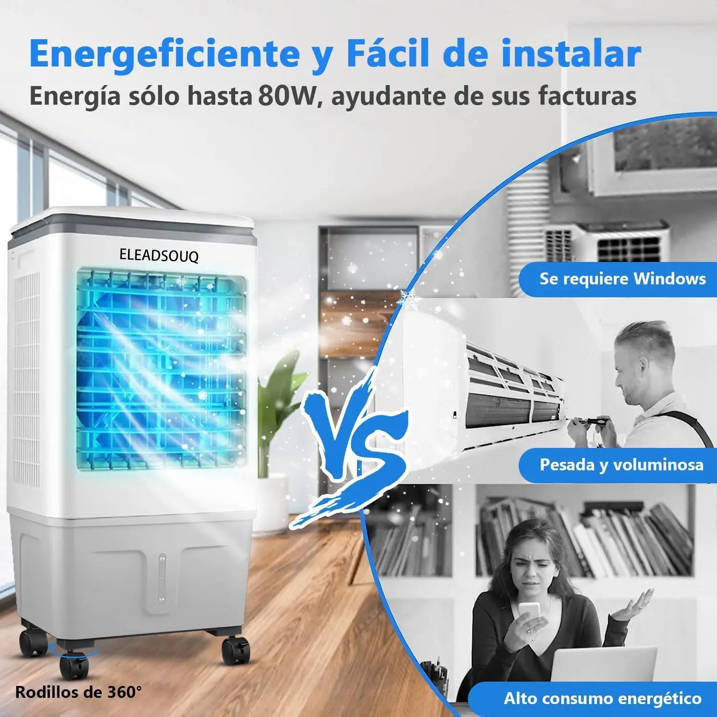 ELEADSOUQ Ventilador de refrigeración por aire