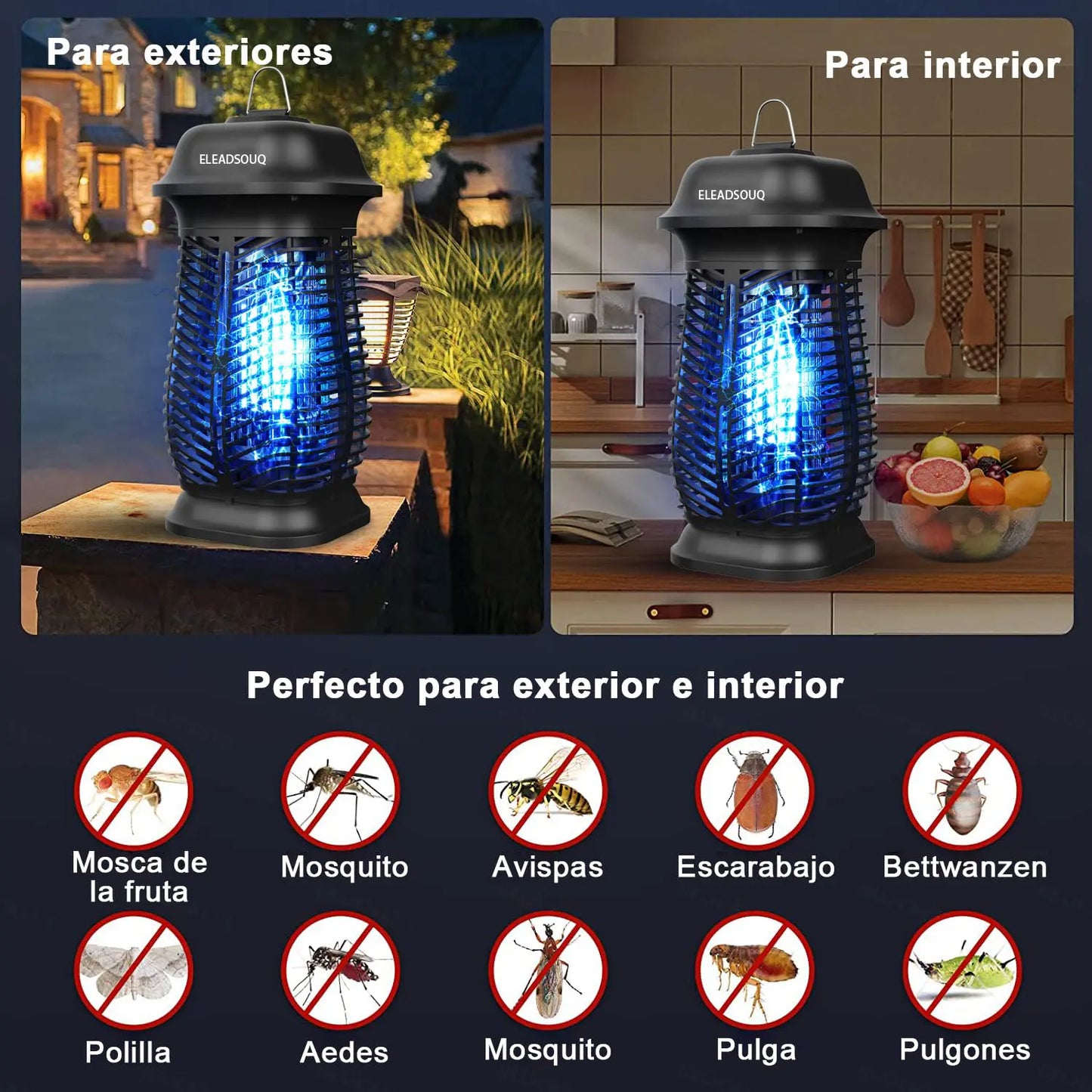 ELEADSOUQ Lámpara eléctrica antimosquitos de 20 W, trampa para insectos