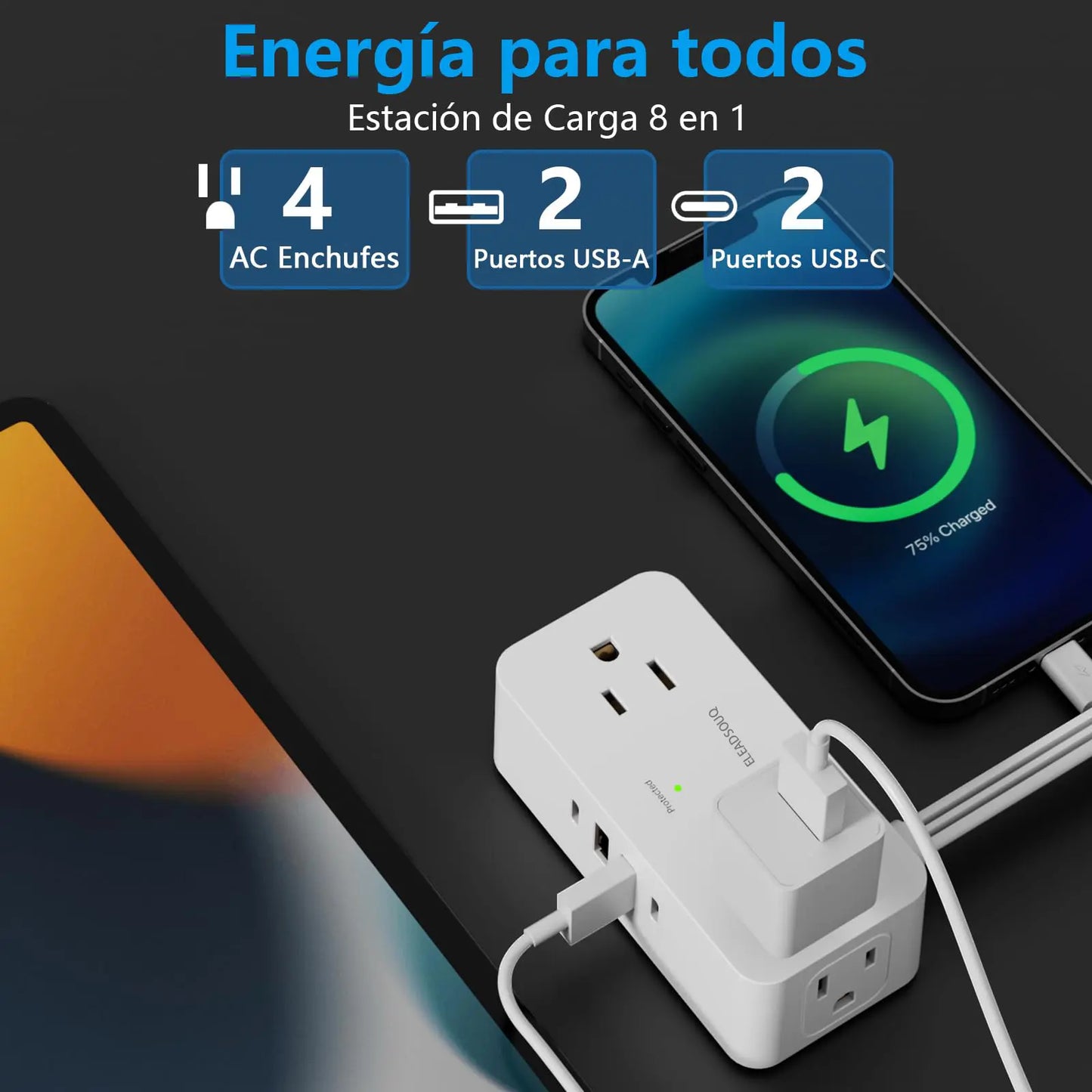 ELEADSOUQ Toma de corriente CA con regleta