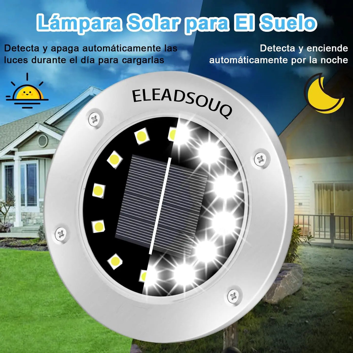 ELEADSOUQ Luz solar IP65 impermeable LED para exteriores