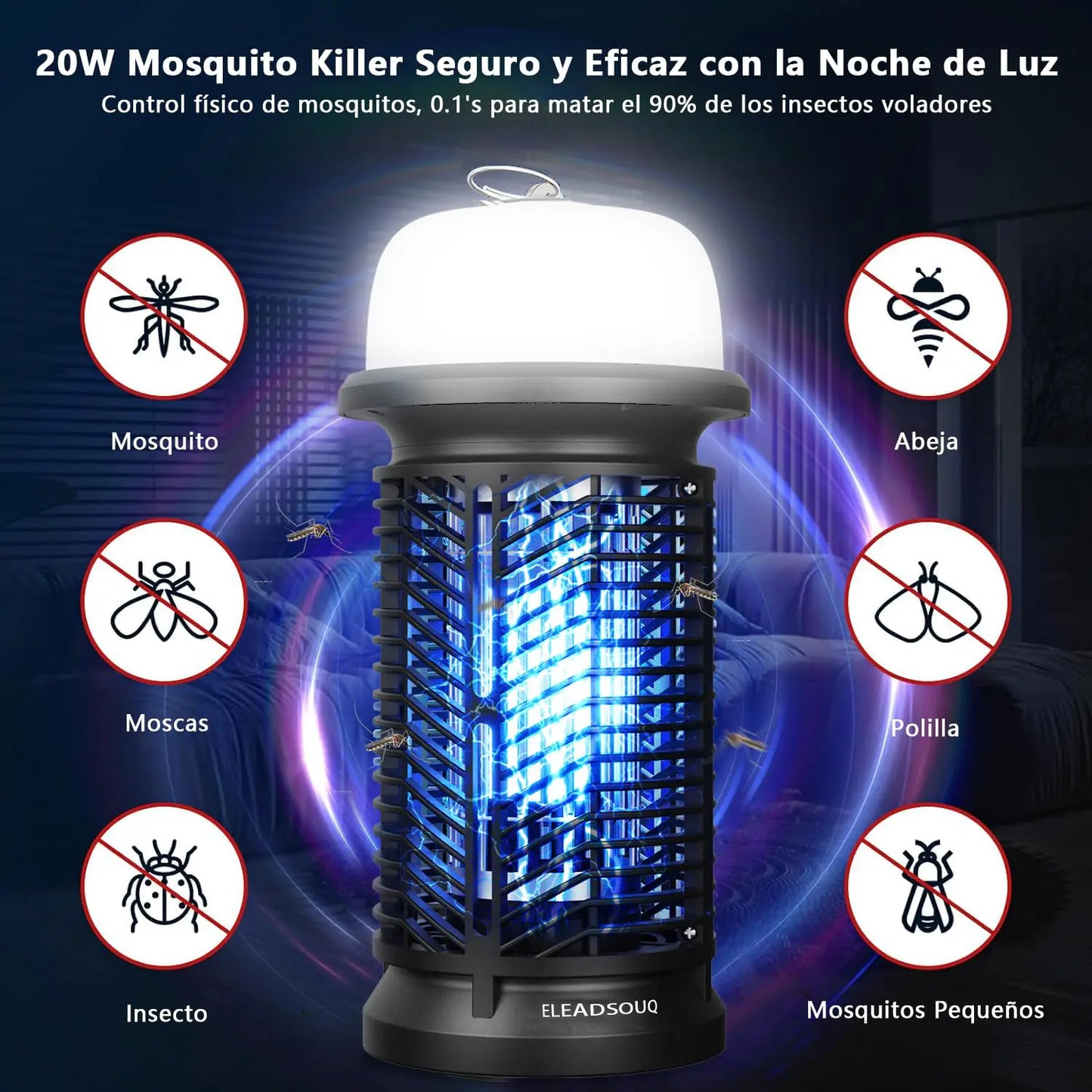 ELEADSOUQ Lámpara LED eléctrica antimosquitos de 20 W