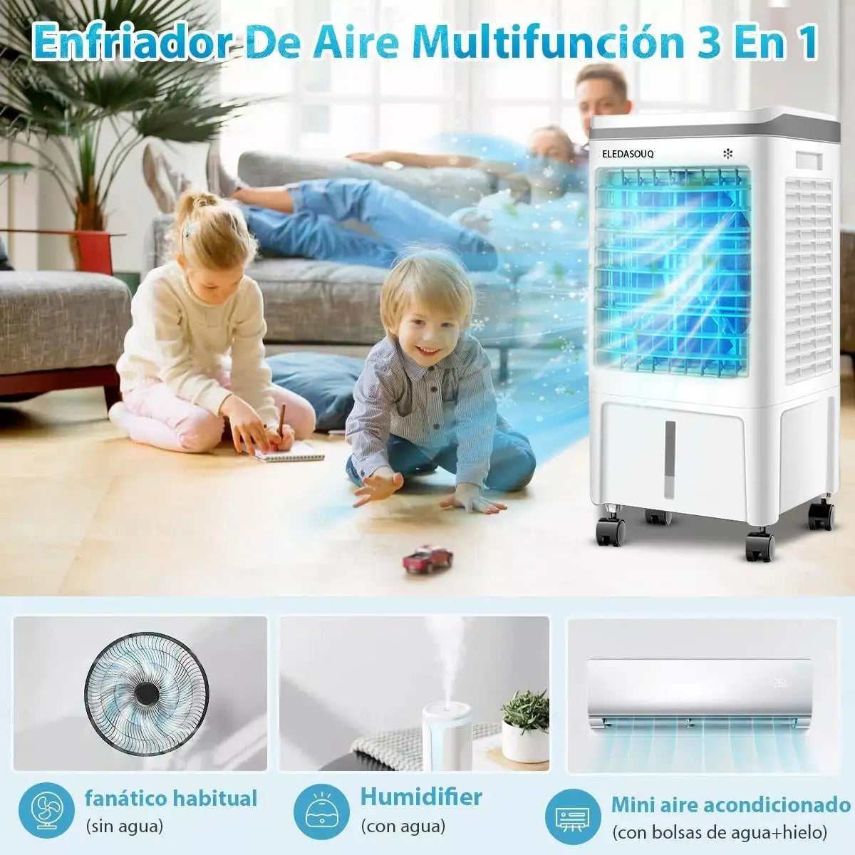 ELEADSOUQ Ventilador de refrigeración de aire portátil para el verano.