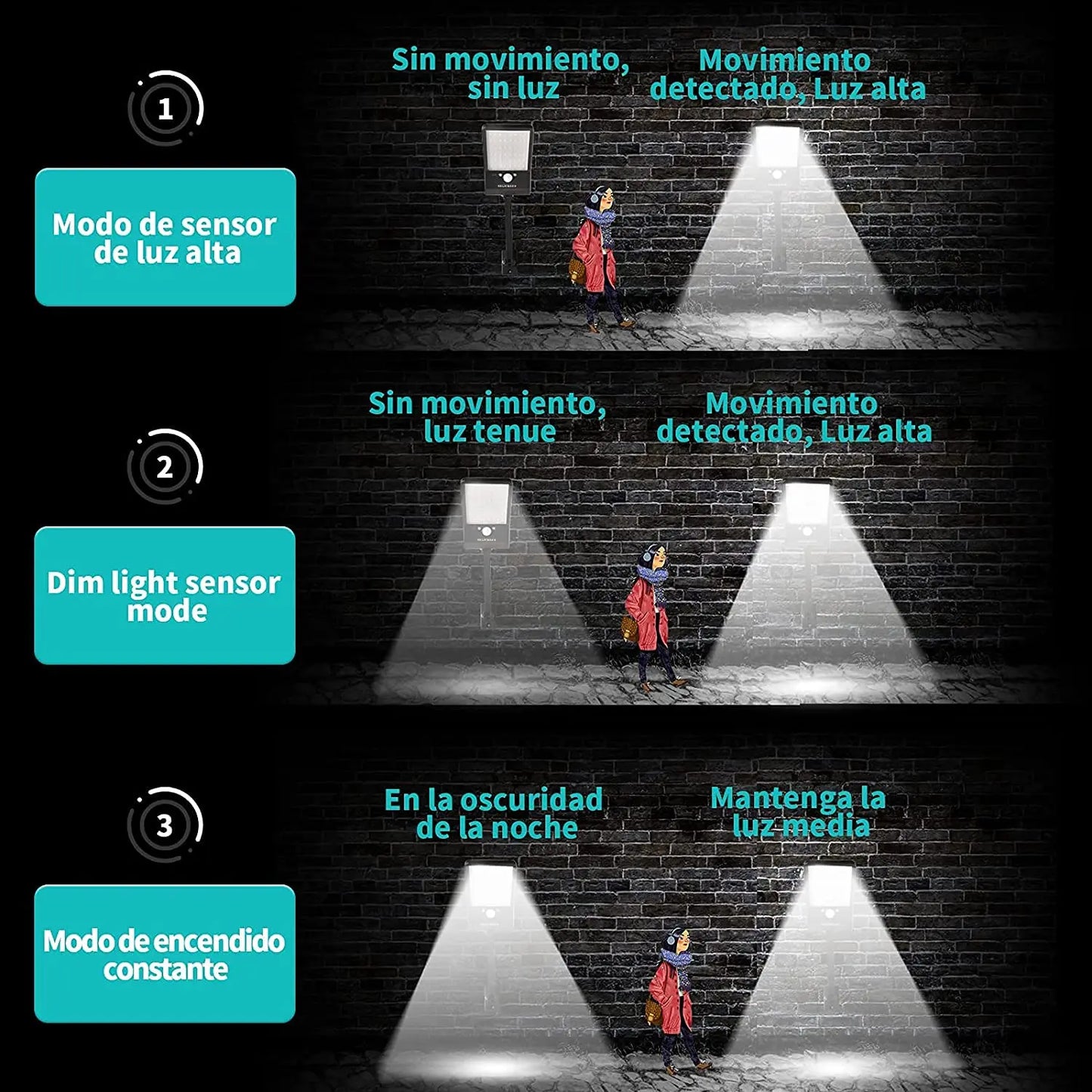 ELEADSOUQ Paquete de 2 luces solares para exteriores