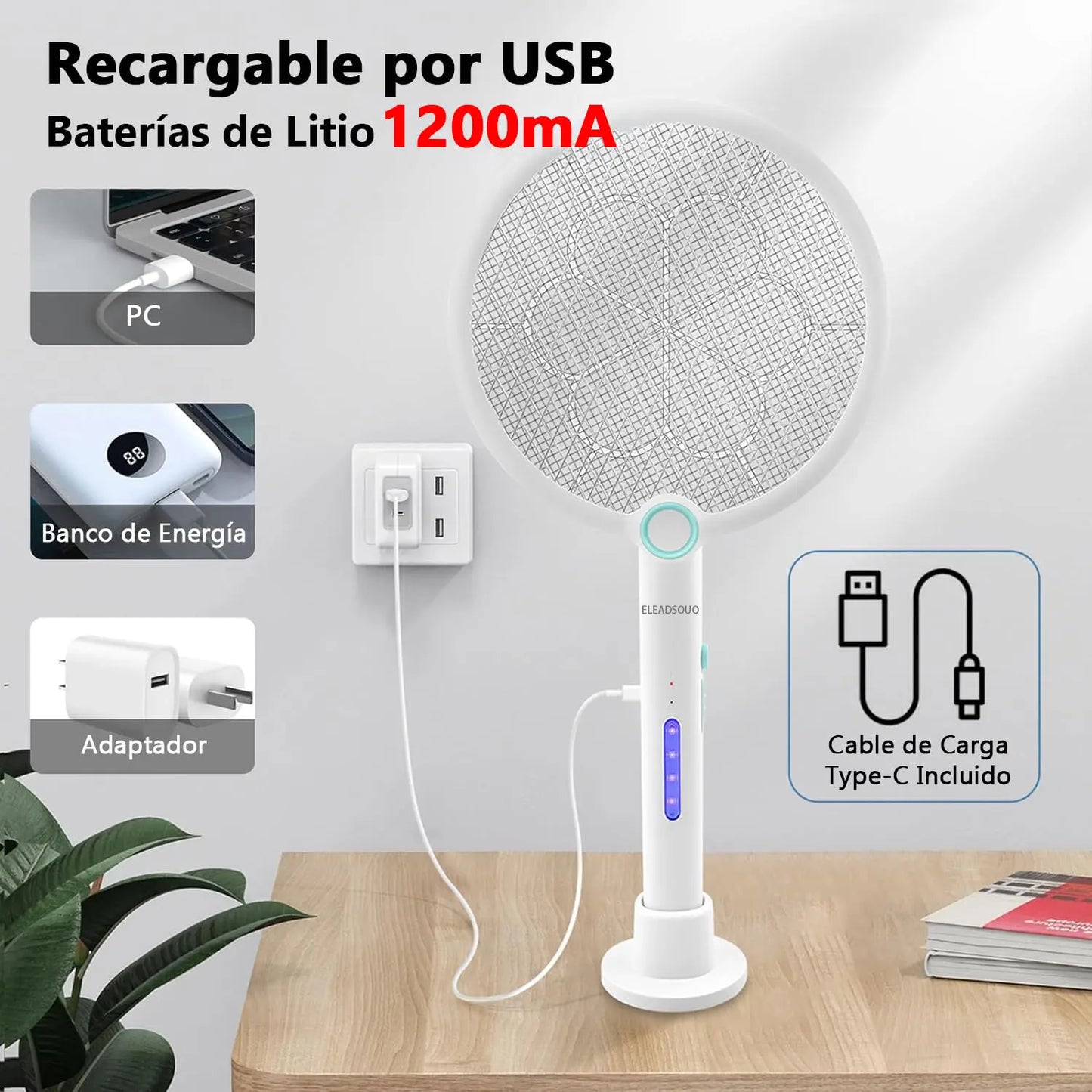 ELEADSOUQ 2.1 Ahuyentadores de mosquitos eléctricos plegables