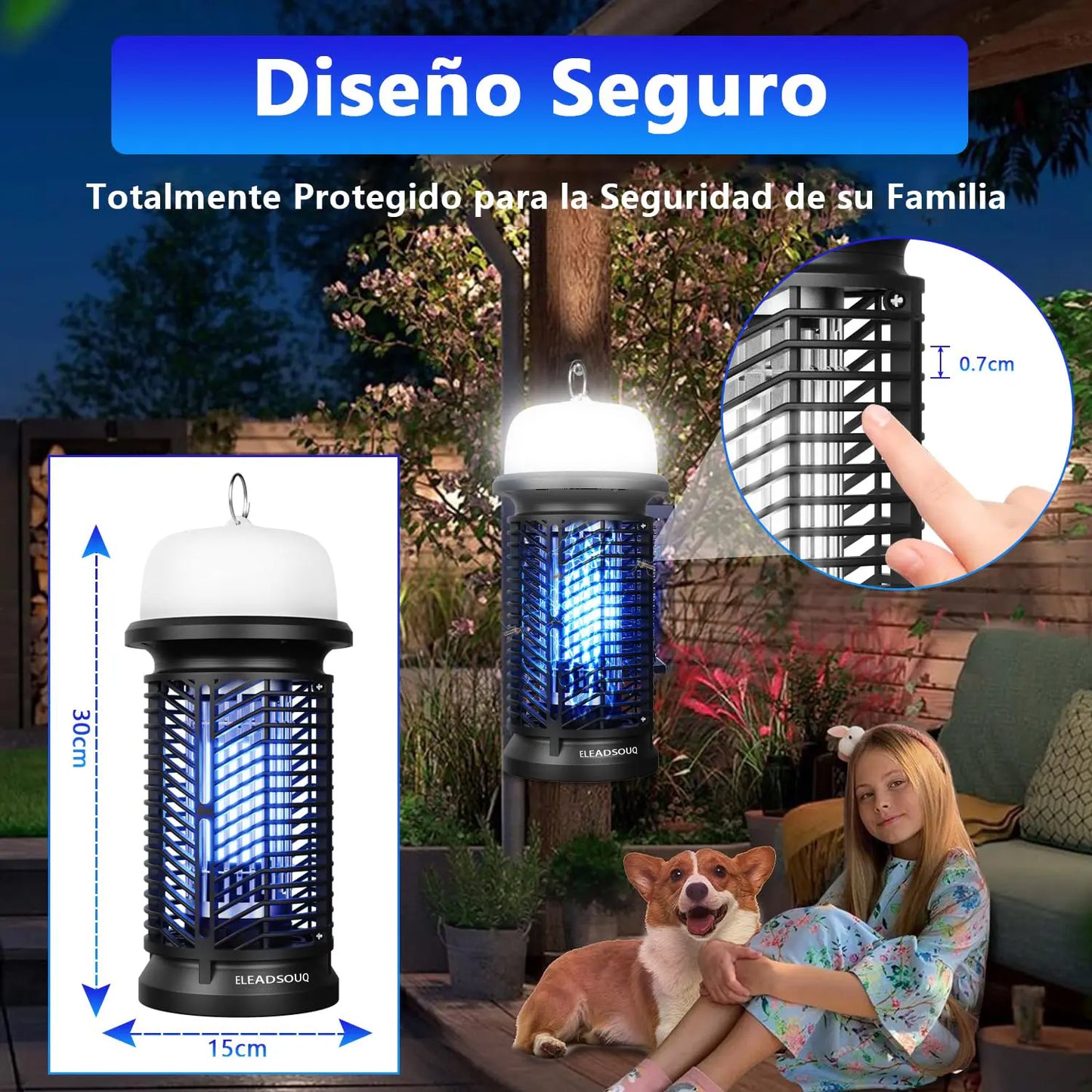 ELEADSOUQ Lámpara LED eléctrica antimosquitos de 20 W