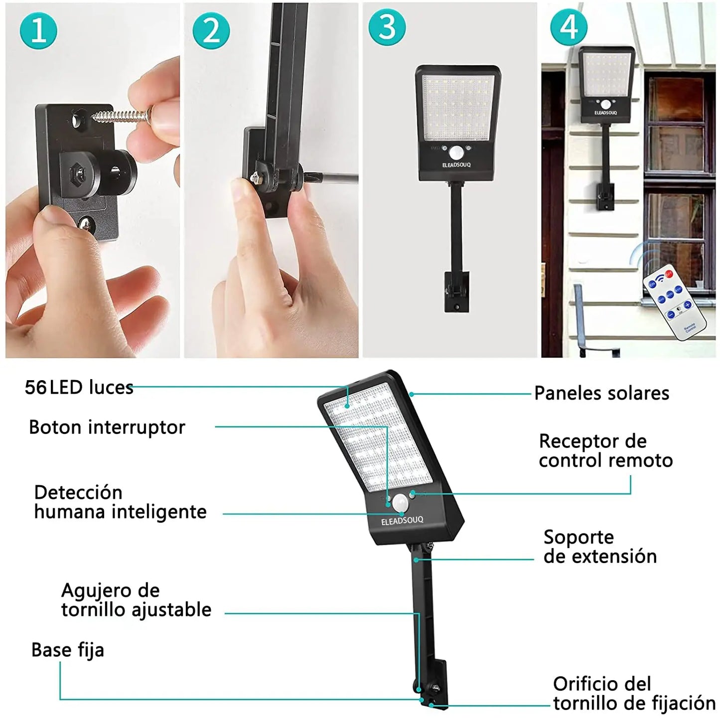 ELEADSOUQ Paquete de 2 luces solares para exteriores