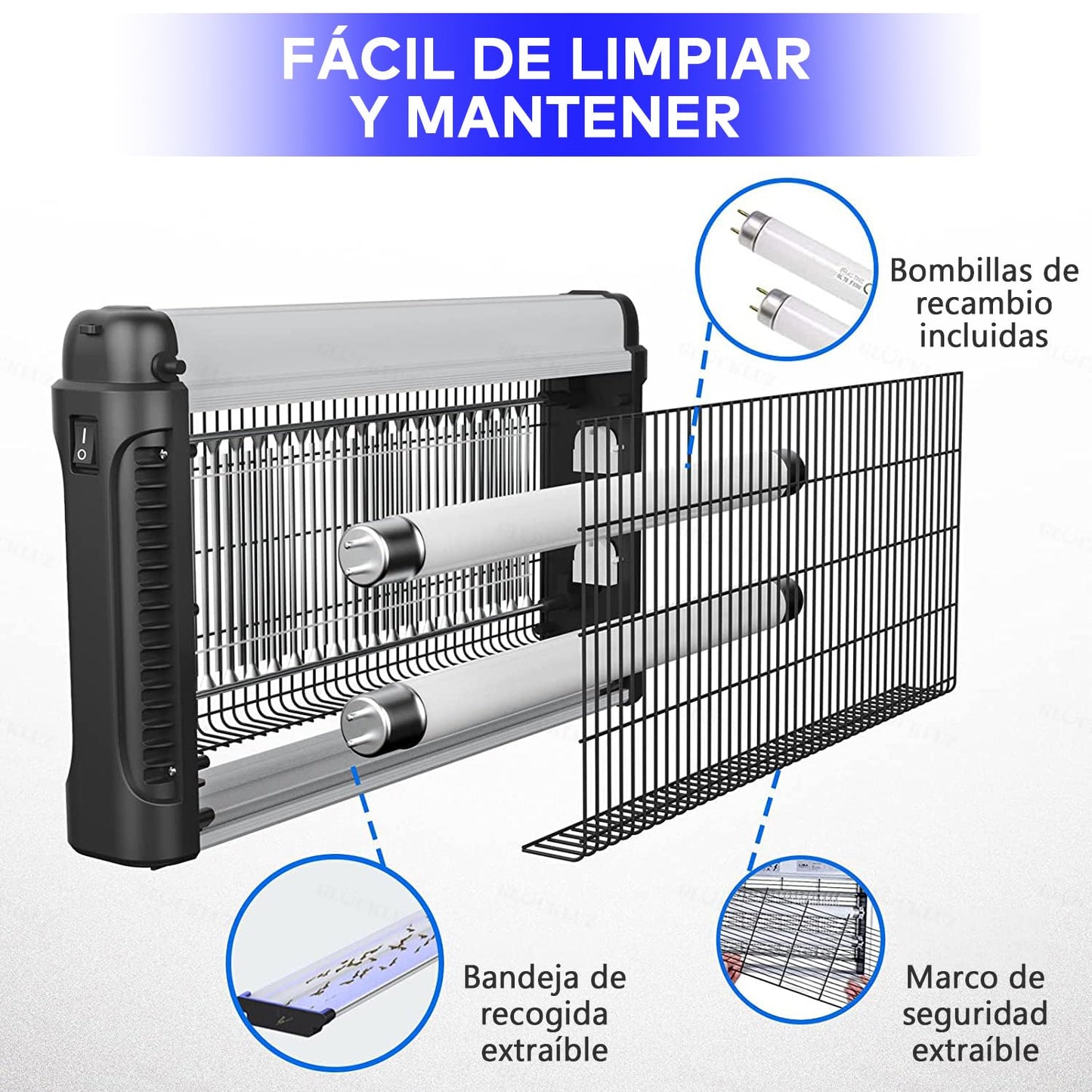 ELEADSOUQ Lámpara eléctrica industrial antimosquitos de alta eficiencia y 20 W