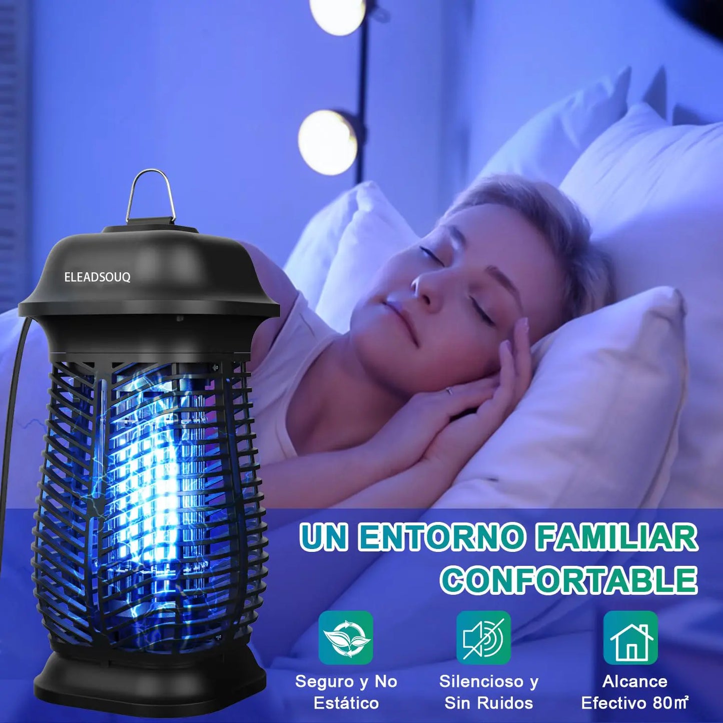 ELEADSOUQ Lámpara eléctrica antimosquitos de 20 W, trampa para insectos