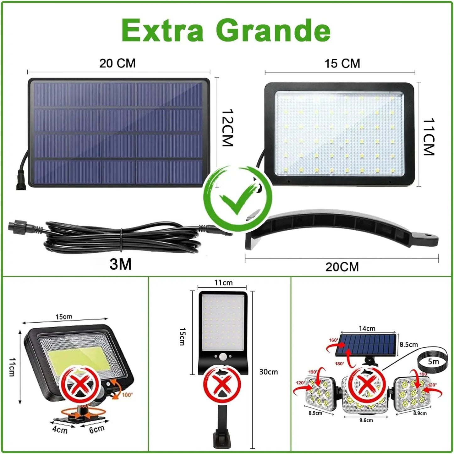 ELEADSOUQ Potente luz solar para exteriores de 5500 mAh