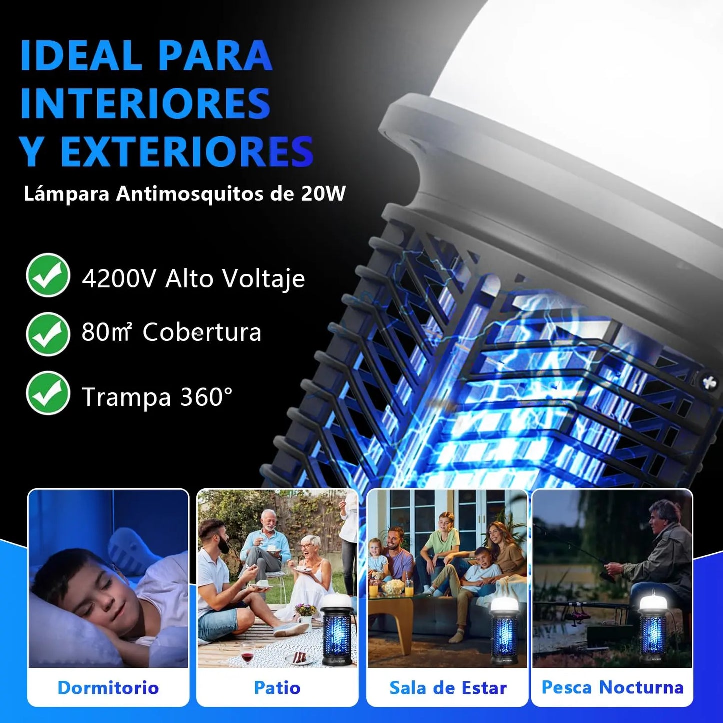 ELEADSOUQ Lámpara LED eléctrica antimosquitos de 20 W
