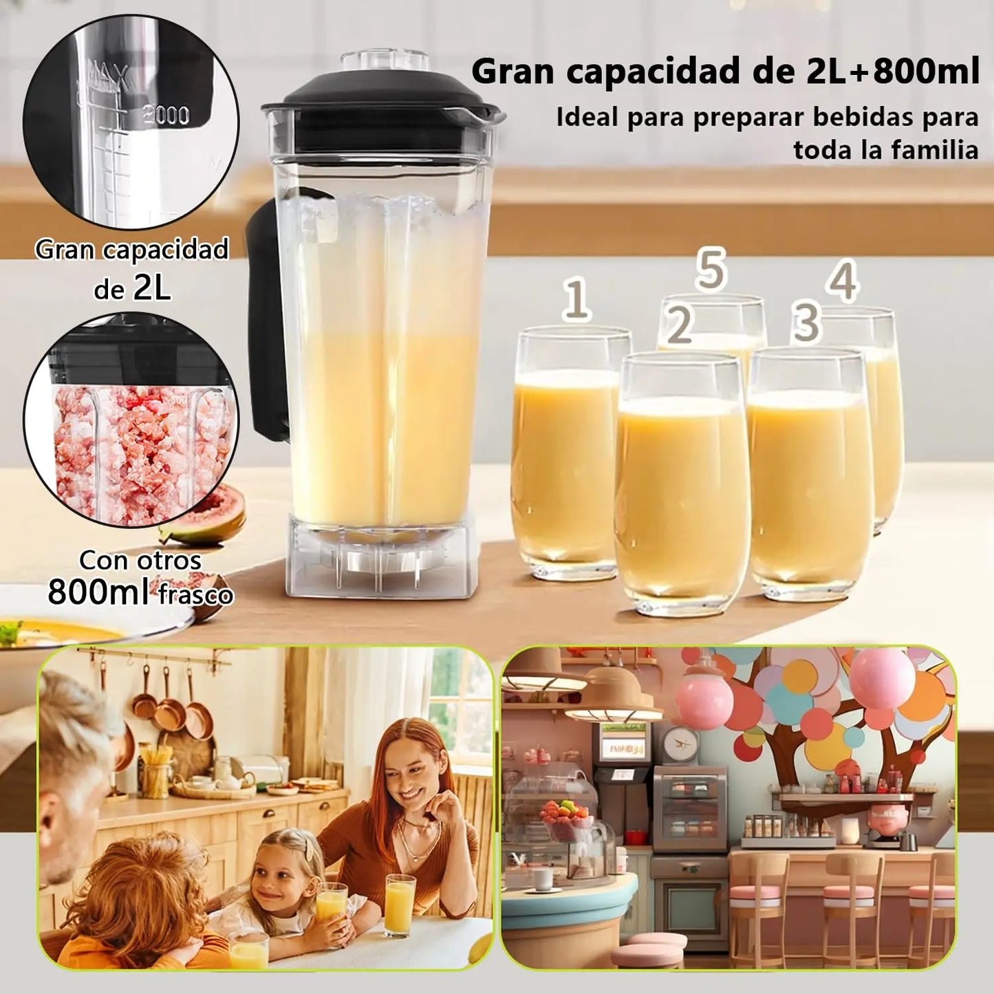 ELEADSOUQ Licuadora de verduras industrial comercial para el hogar