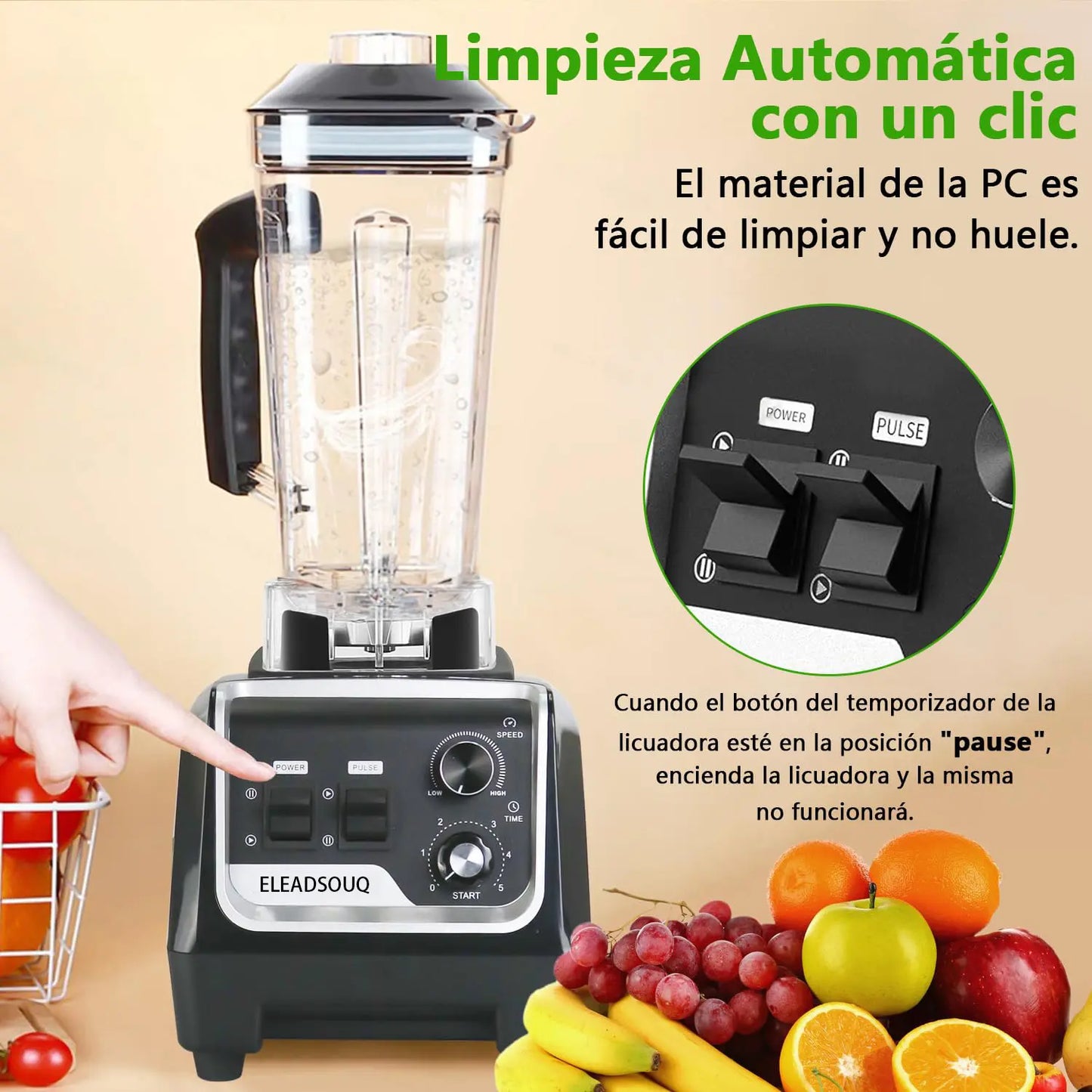 ELEADSOUQ Licuadora de verduras industrial comercial para el hogar