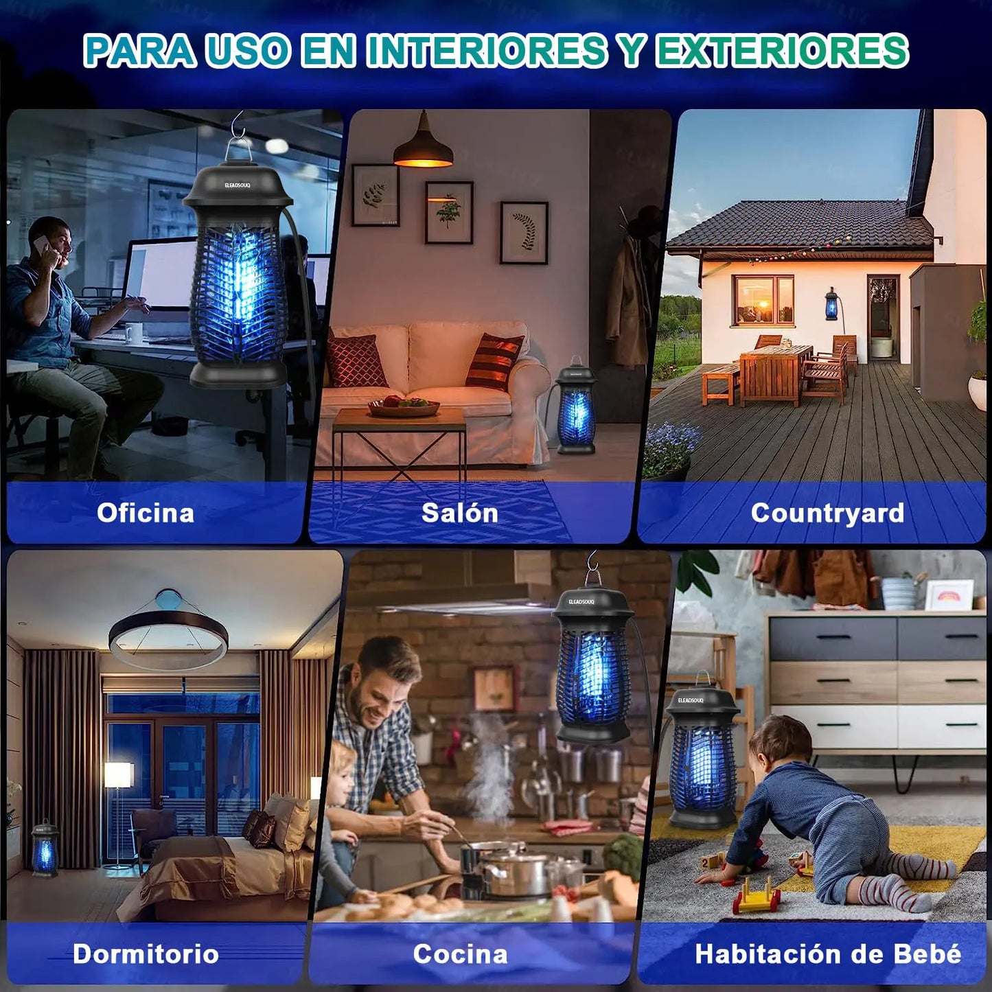 ELEADSOUQ Lámpara eléctrica antimosquitos de 20 W, trampa para insectos