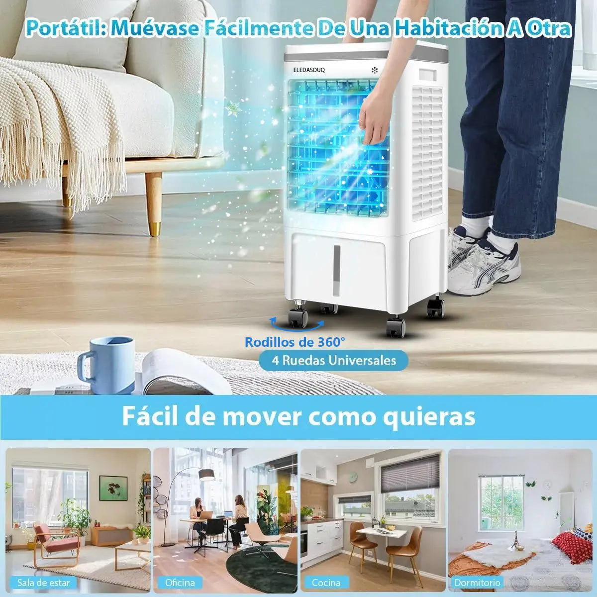 ELEADSOUQ Ventilador de refrigeración de aire portátil para el verano.