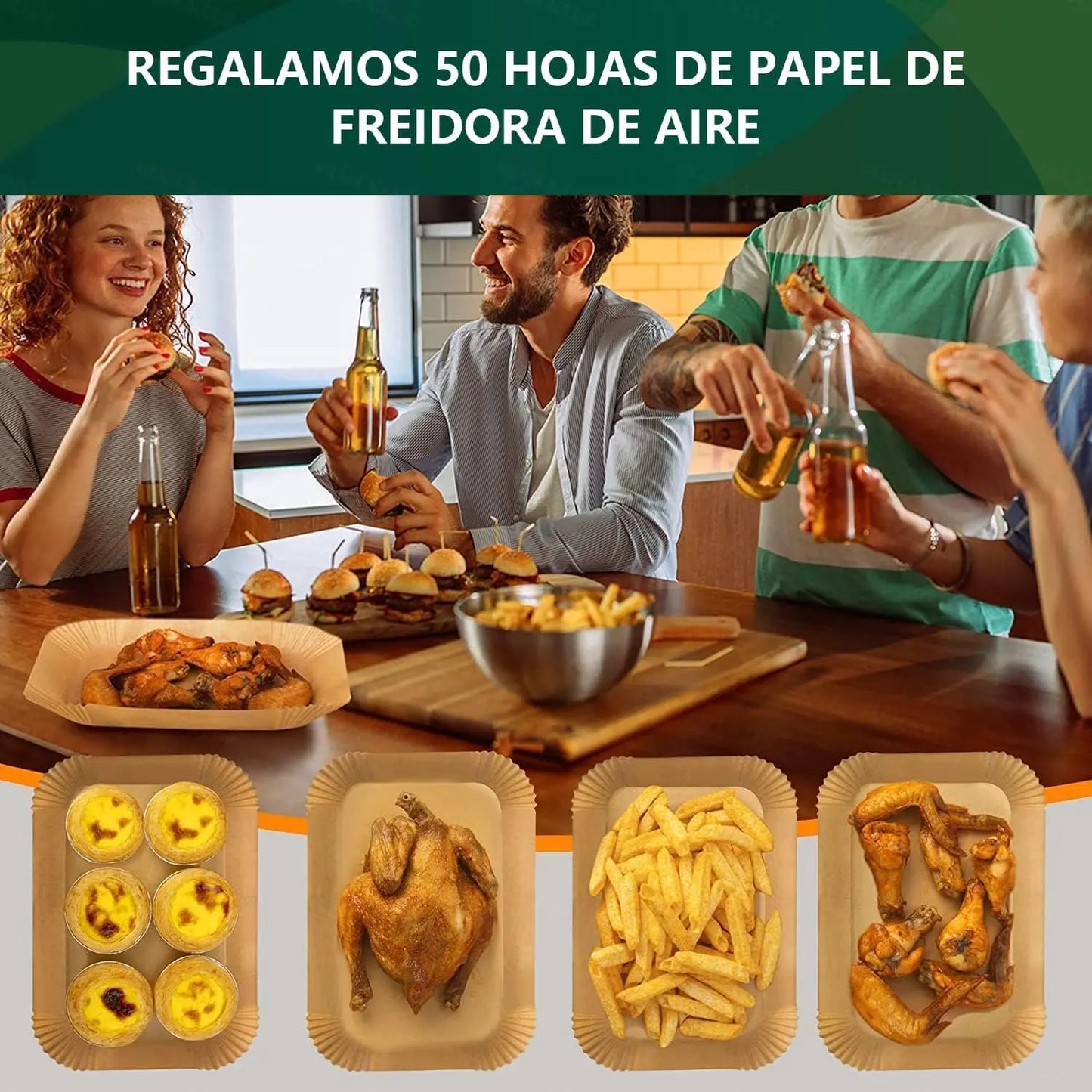ELEADSOUQ Freidora de aire de doble zona 4,5 L + 4,5 L multifunción digital
