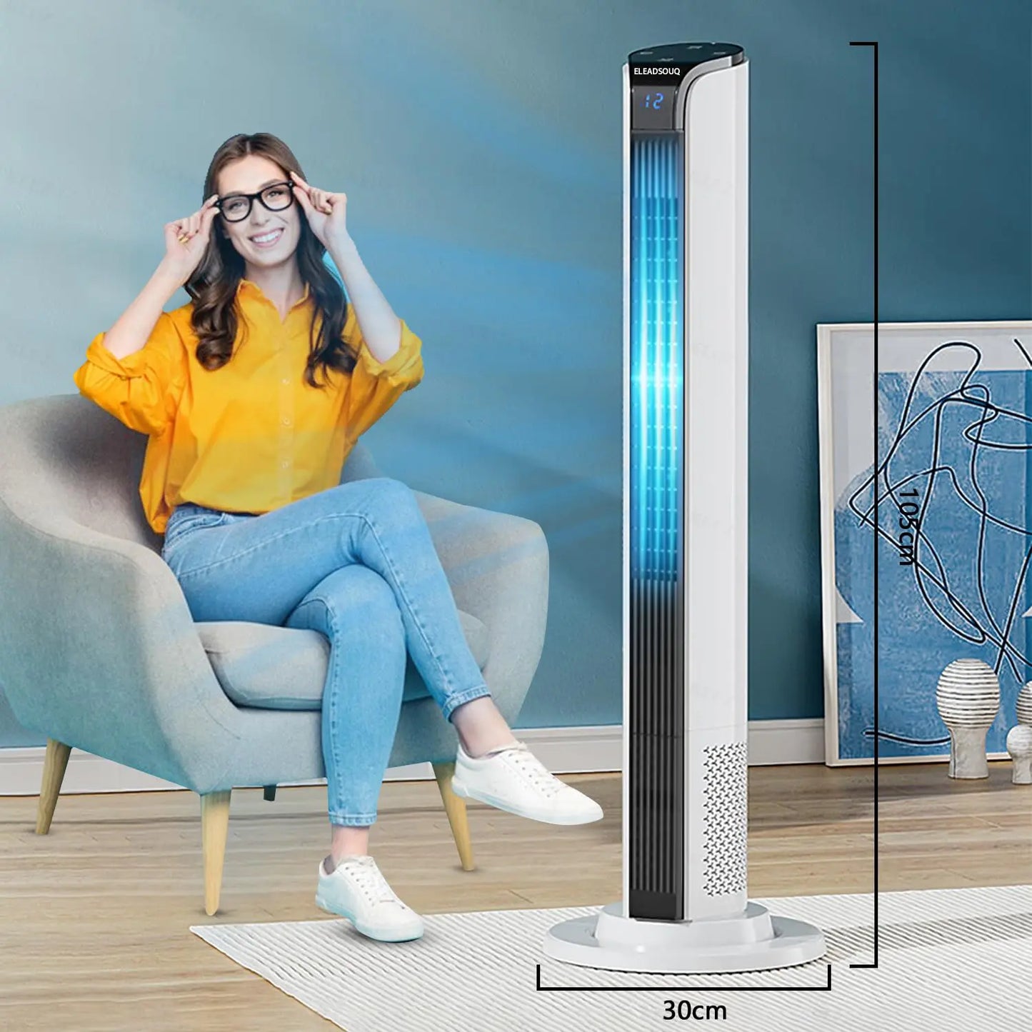 ELEADSOUQ Ventilador de torre con control remoto
