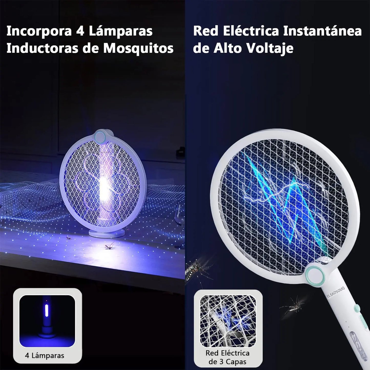 ELEADSOUQ 2.1 Ahuyentadores de mosquitos eléctricos plegables