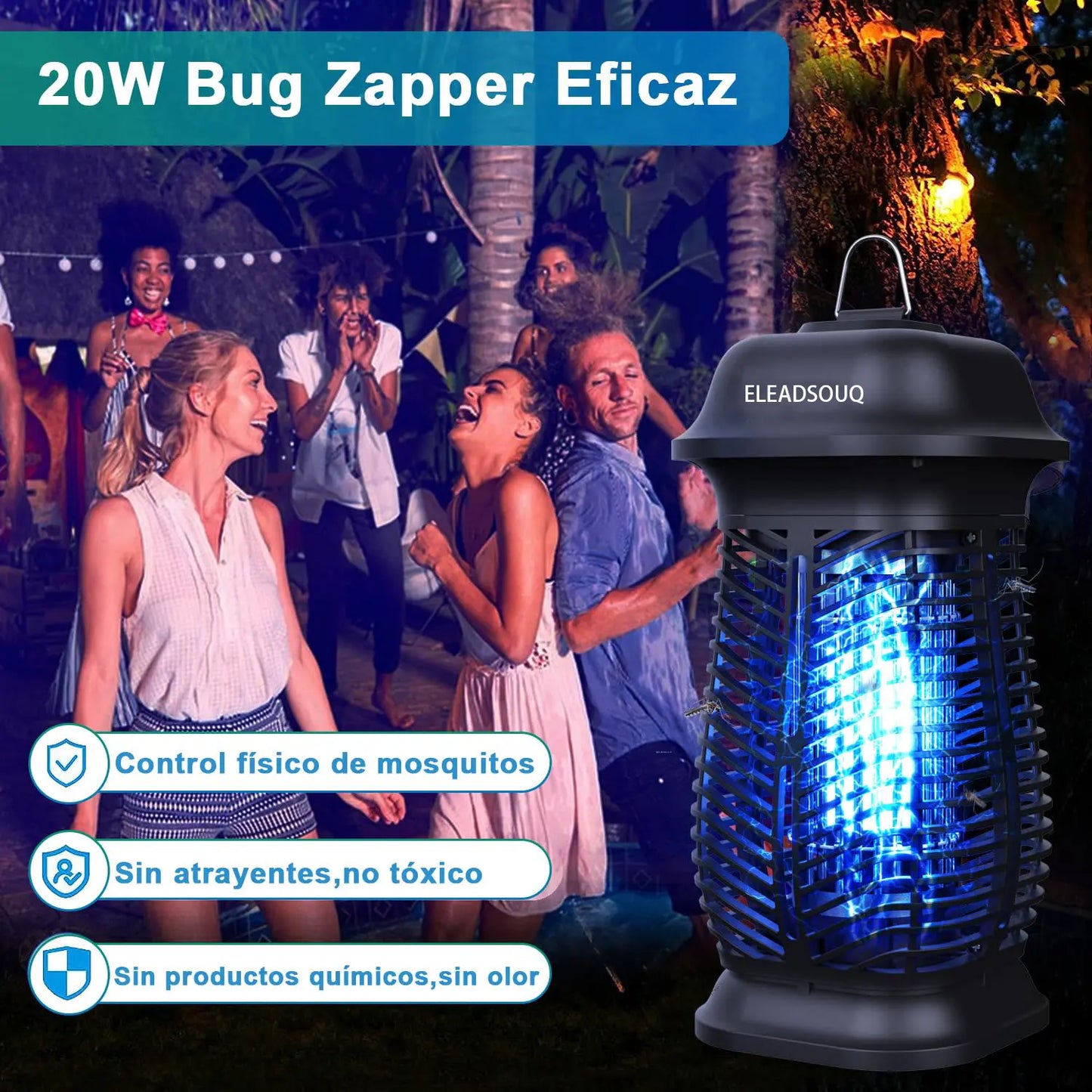 ELEADSOUQ Lámpara eléctrica antimosquitos de 20 W, trampa para insectos