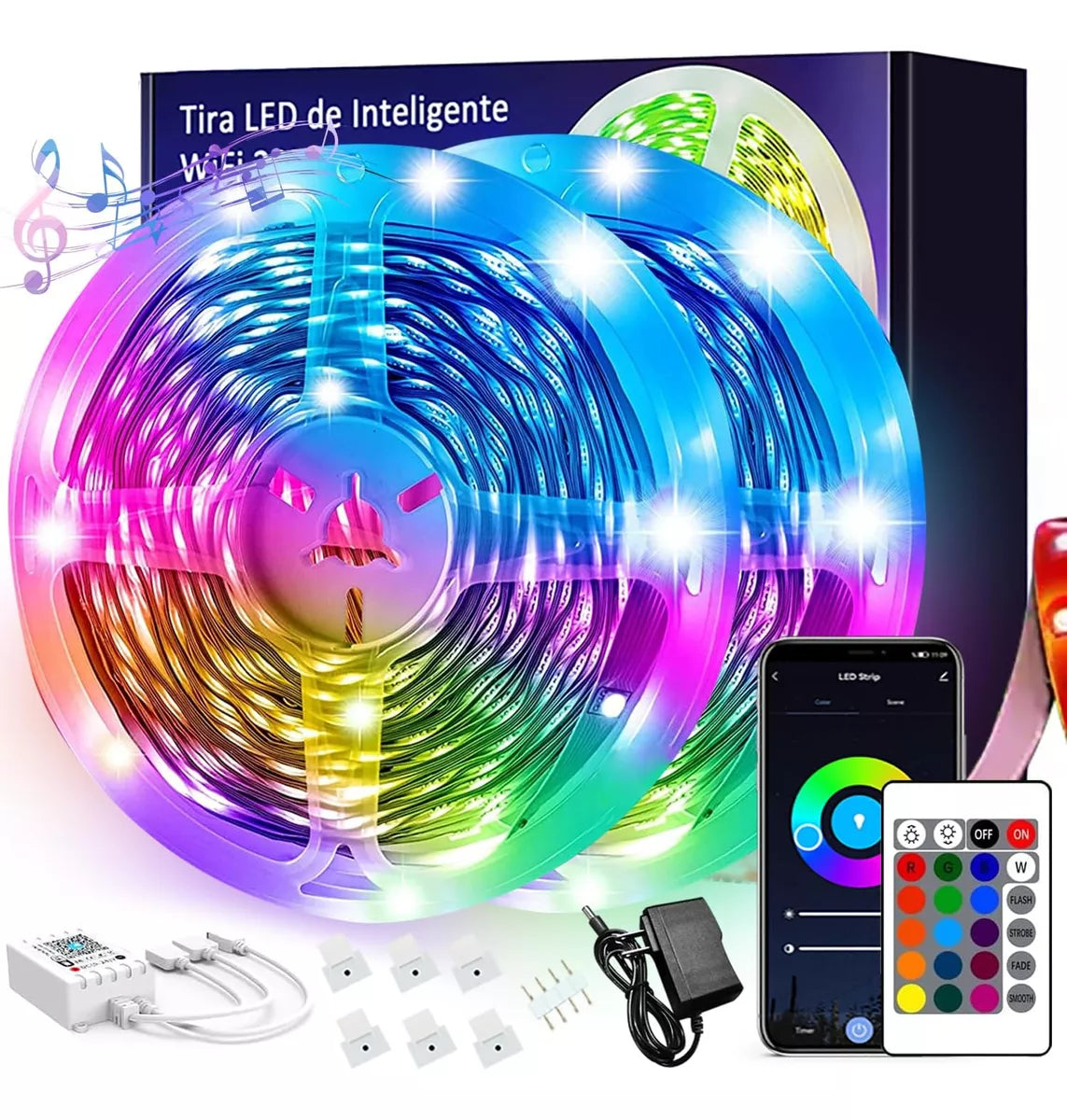 ELEADSOUQ Tira De Luces Led Rgb Inteligente Multicolor Tira Luces Wifi