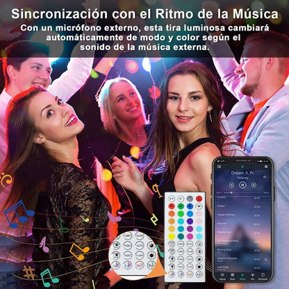 ELEADSOUQ Tira De Luces Led App Control Bluetooth Rgb Color Luz 30m