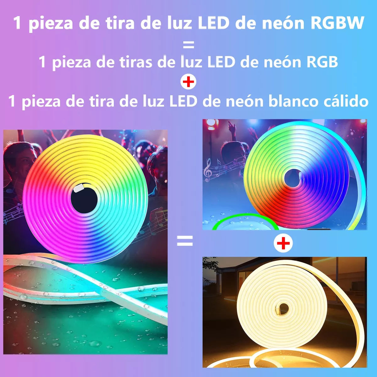 ELEADSOUQ Impermeable Neón Led Tira De Luz Rgbw Flexible Cadena Luces