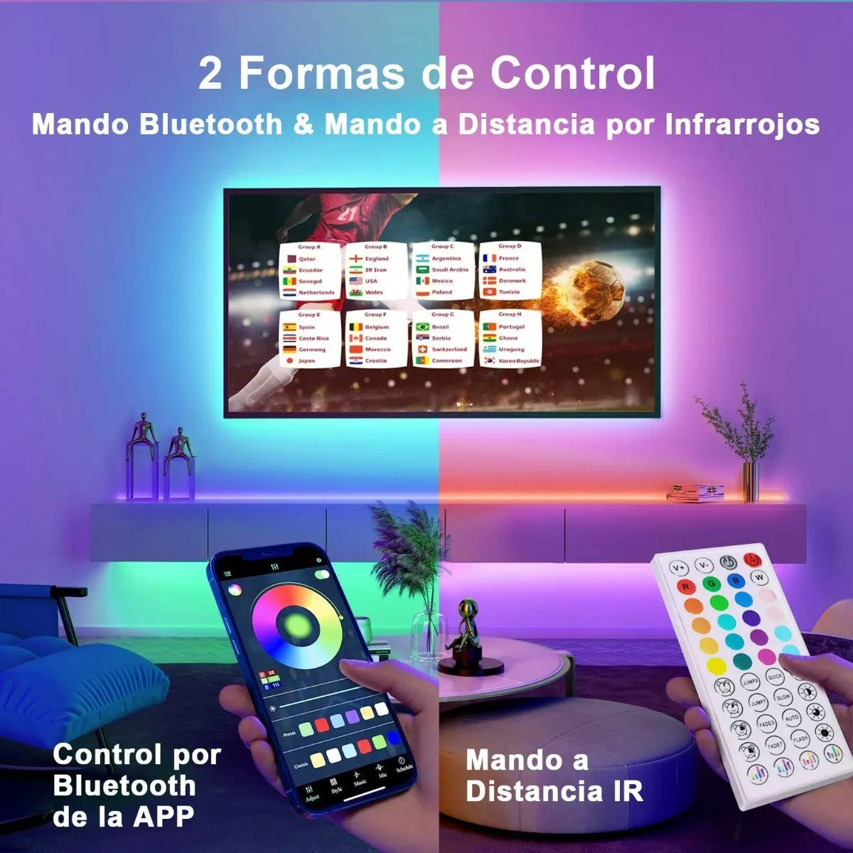 ELEADSOUQ Tira De Luces Led App Control Bluetooth Rgb Color Luz 30m