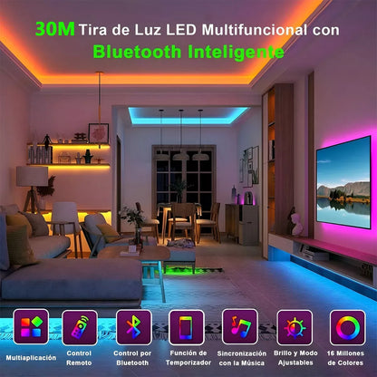 ELEADSOUQ Tira De Luces Led App Control Bluetooth Rgb Color Luz 30m